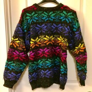 Vintage Black Rainbow Winter Snowflake Sweater